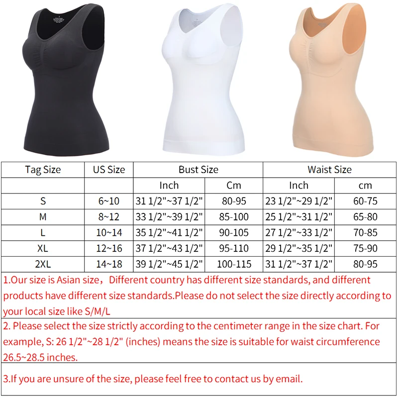 Body Shaper Waist Trainer Padded Compression Camisole Tummy Control Tank Tops