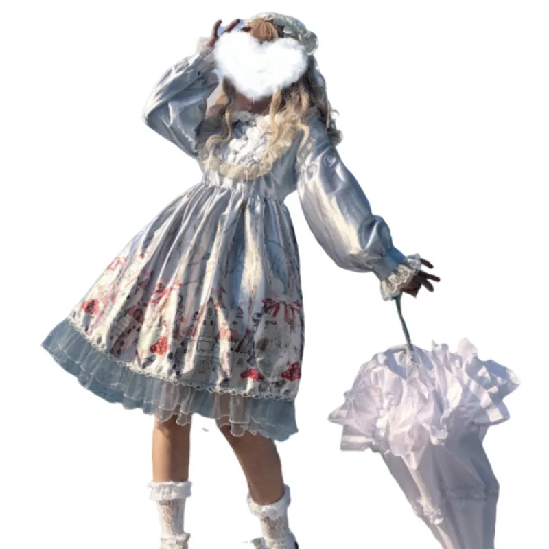 

2020 Design Autumn Lolita Western Princess Style Summer Maxi Long Lace Vintage Ladies Dress Elegant Women Harajuku Dresses