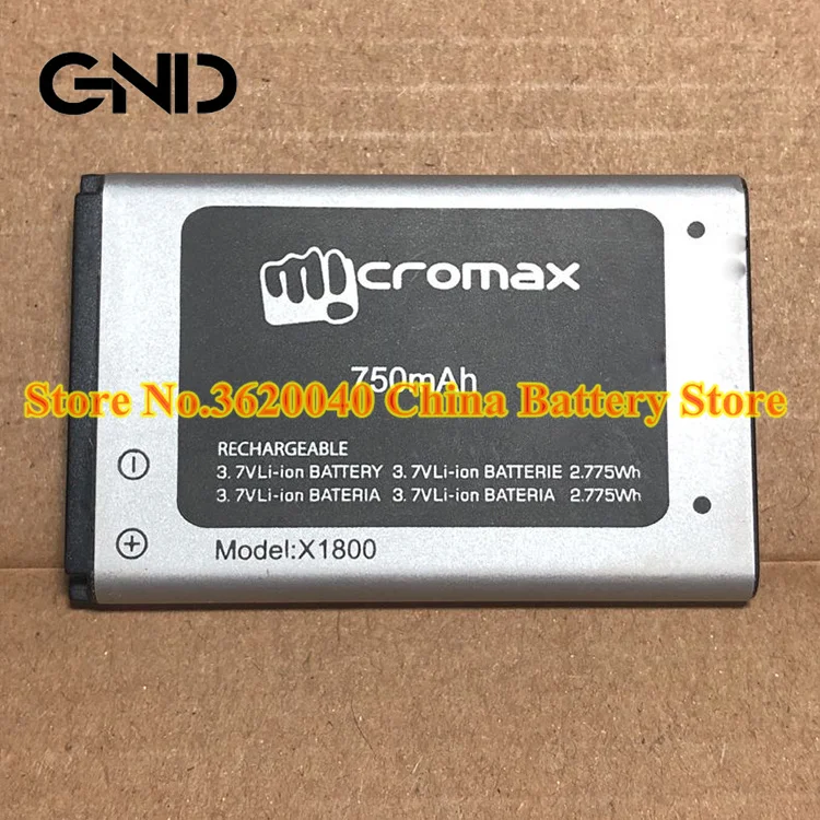 GND 3 7 в 750 мАч 2.775Wh X1800 Сменный аккумулятор для micromax мобильный телефон внешний новый