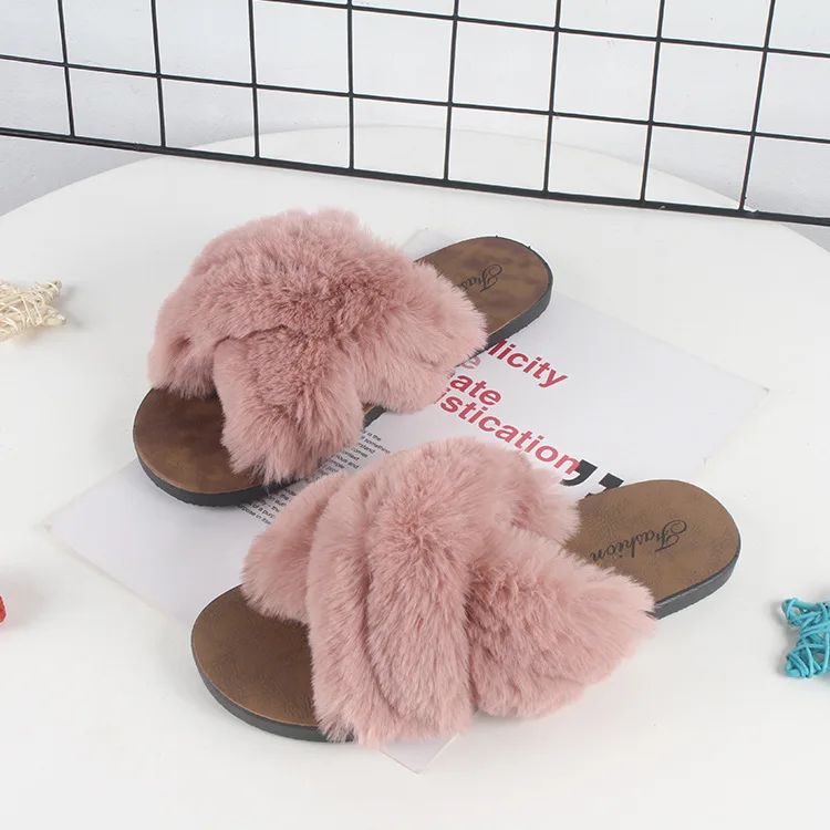 On Sale Women Fashion Flat Shoes Women's Fur Decoration Flat Heel Shoes Beautiful Design 5 Colors Size 35 to 40 SC9503-A