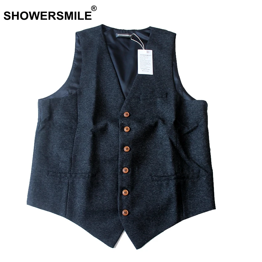 SHOWERSMILE клетчатый костюм жилет Мужская куртка без рукавов классический твидовый