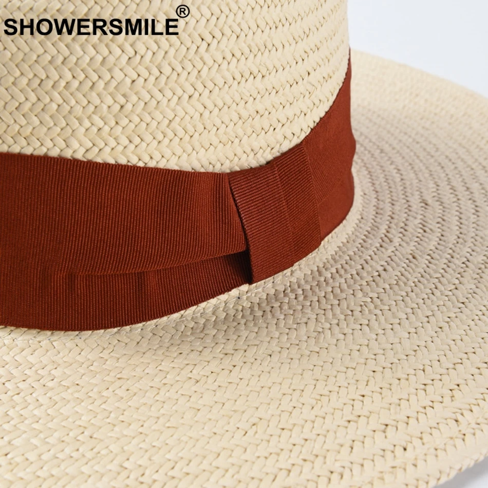 SHOWERSMILE широкополая шляпа от солнца для женщин бумажная женская синяя лента