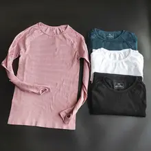 Осенний бег женщины Спорт с длинным рукавом тренажерный зал быстросохнущая блузка женская дышащая Йога пальто спортивный топ ткань