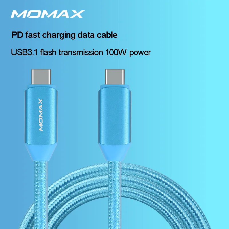 

MOMAX DTC10 Type-c to PD fast charge data line 100W power USB3.1 data transmission 5A high current Nylon braided charging cable