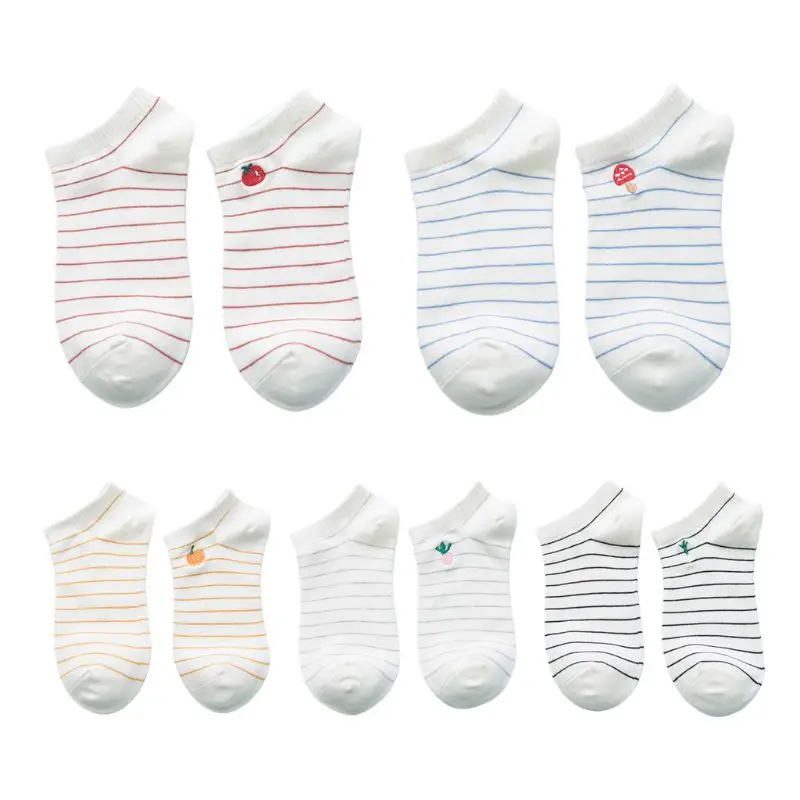 Женские хлопковые носки-лодочки в полоску милые короткие Чулочные изделия с