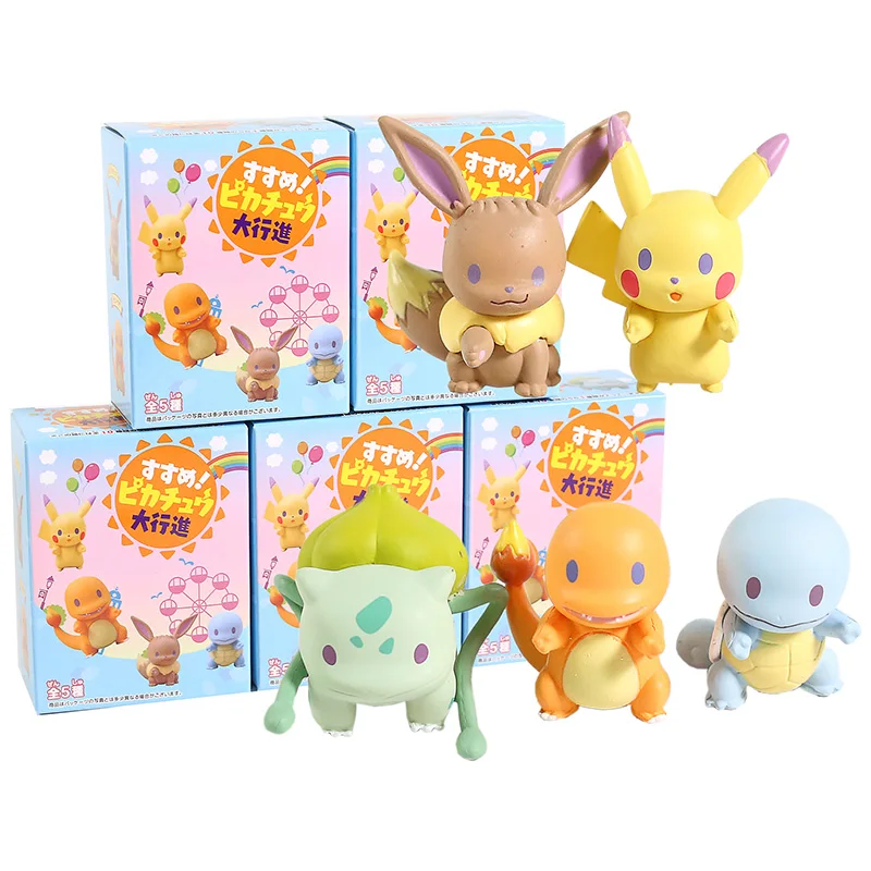 Аниме Eevee Charmander Squirtle Bulbasaur Фигурки ПВХ игрушки 5 шт./компл
