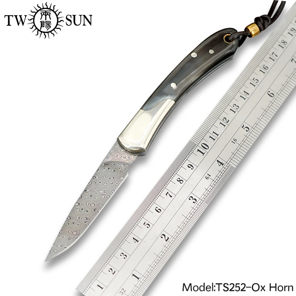 TWOSUN Knives Damascus blade SLIP JOINT Knife folding Pocket Knife