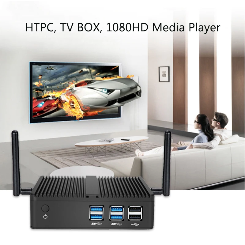 Qotom J1900 2 эфирные сети безвентиляторный x86 Ubuntu мини-ПК