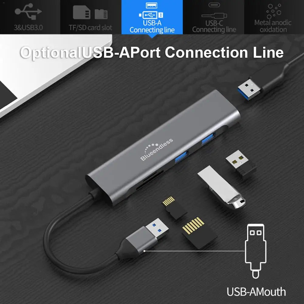 Blueendless док-станция USB/TYPE-C Многофункциональный(USB3.0*3+ SD карты памяти и слот для карты SD) 5-в-1 хаб-конвертер частоты 5Gbp/s