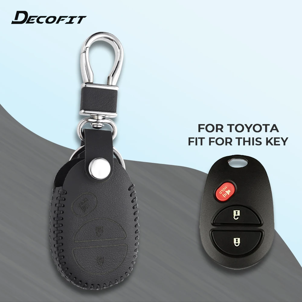 

Leather Key Cover for Toyota Sienna Tacoma Tundra Sequoia Remote Replacement Case Car Styling Keychain Keybag Shell Fob