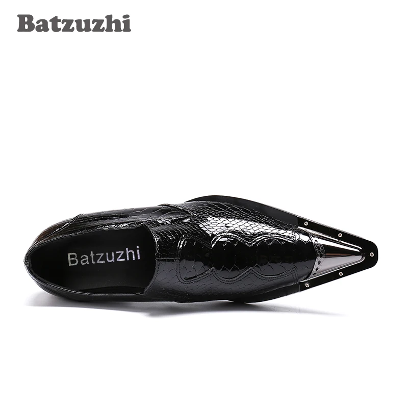 Batzuzhi/мужские туфли с острым металлическим наконечником черные оксфорды из
