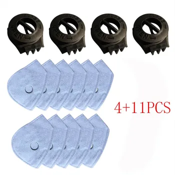 

11pcs Mask Gaskets Face Mask Filter Activated Carbon Breathing Filters PM2.5 with 4pcs Exhaust Valves Replacement Mouth Masks