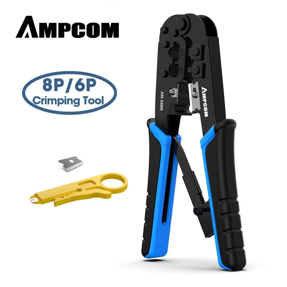 AMPCOM rj45 щипцы RJ11 RJ45 обжимной инструмент сети Ethernet LAN Кабель Щипцы Резак для зачистки плоскогубцы для 6P 8 RJ-11/RJ-12 RJ-45 AMPCOM rj45 щипцы RJ11 RJ45 обжимной инструмент сети Ethernet LAN Кабель Щипцы Резак для зачистки плоскогубцы для 6P 8 RJ-11/RJ-12 RJ-45