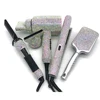 Hair Styling Appliances 4 Piece Stylist Heating Plate Hair Straightener Hot Comb Blow Dryer Kit with Bling Rhinestones 6