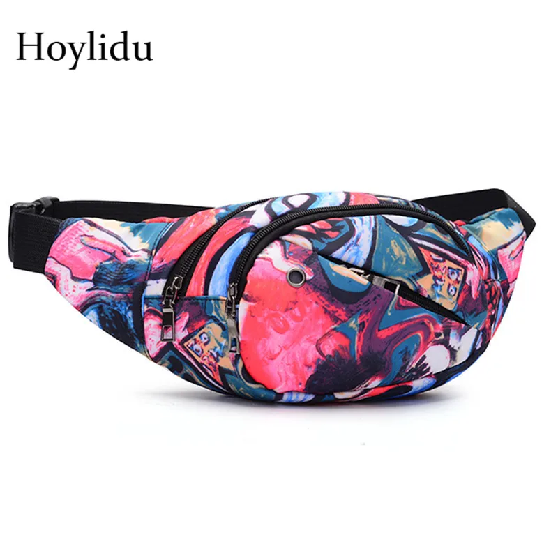 

National Women Waist Pack Floral Printing Casual Travel Fashion Zipper Bag Multifunction Waterproof Anti-theft Design Fanny Pack