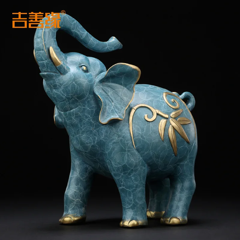 

Jishanyuan Fine Copper Elephant Decoration Home Living Room Decorative Crafts fu zhu Auspicious fu xiang 2387