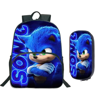 

2PCS/SET Sonic School Rucksack Children Boys Girls School bag Cool Pattern Laptop Backpack Teens Daily Mochila