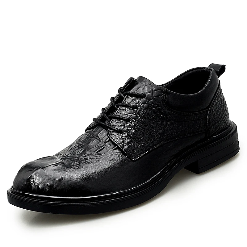 Туфли мужские из воловьей кожи мягкая кожа крокодиловый узор деловой стиль