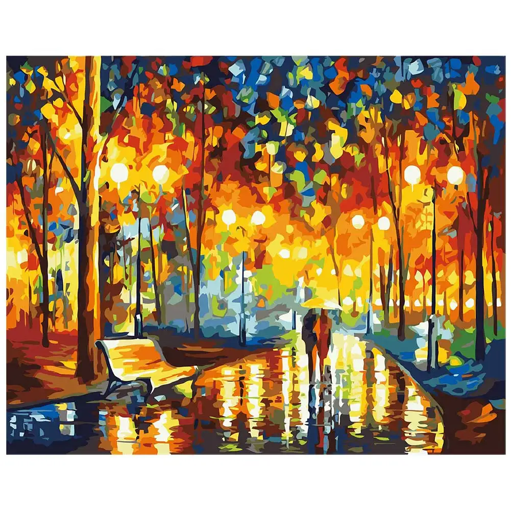 

40X50CM Sun Town Paint By Numbers Decoration For Adults And Kids Canvas Painting With Brushes Acrylic Wall Picture