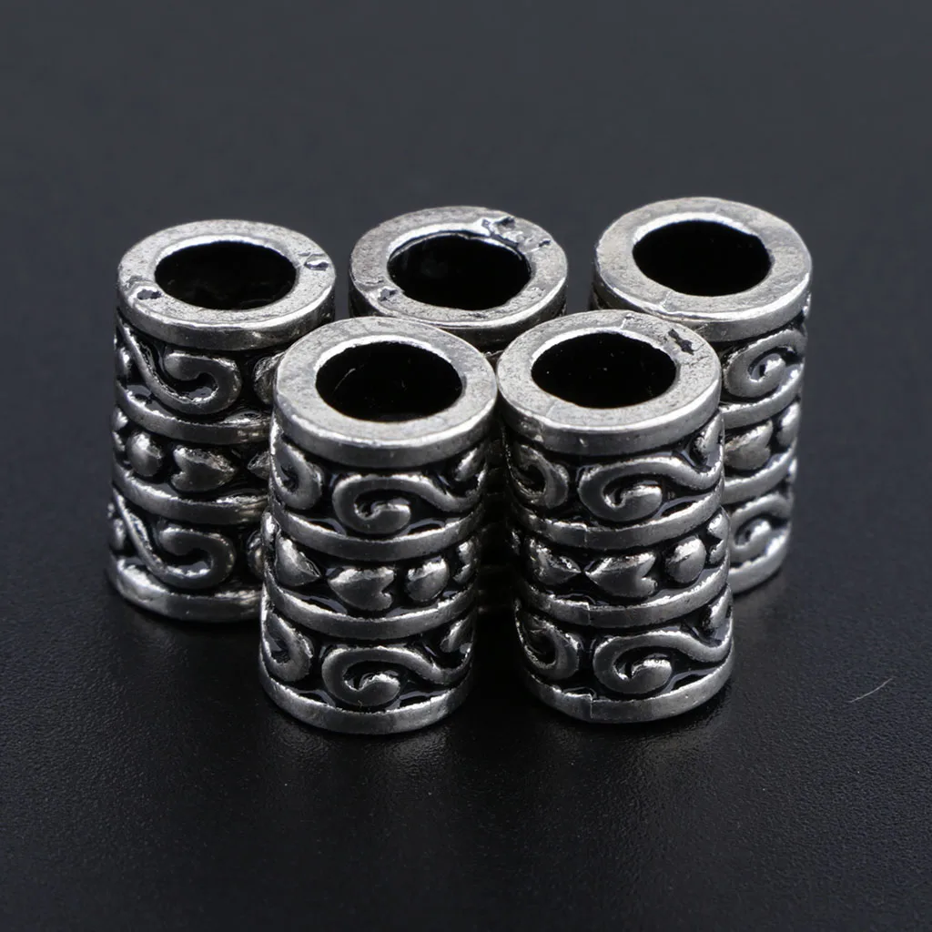 5Pcs Norse Vikings Beads Hair Tube Beads Dreadlocks for Beards Hair Paracord Pendants & Bracelets DIY