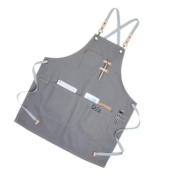 

Nordic Industrial Style Barista Canvas Apron Adjustable Serving Halter Aprons with Pockets for Restaurant Cafe Barbecue