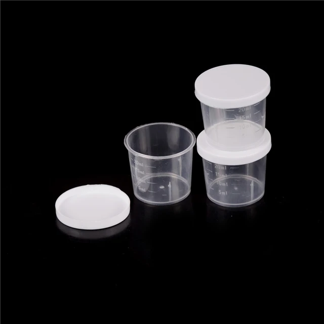 10Pcs 50ml Plastic Liquid Measuring Cups With Lid Laboratory Test  Calibration