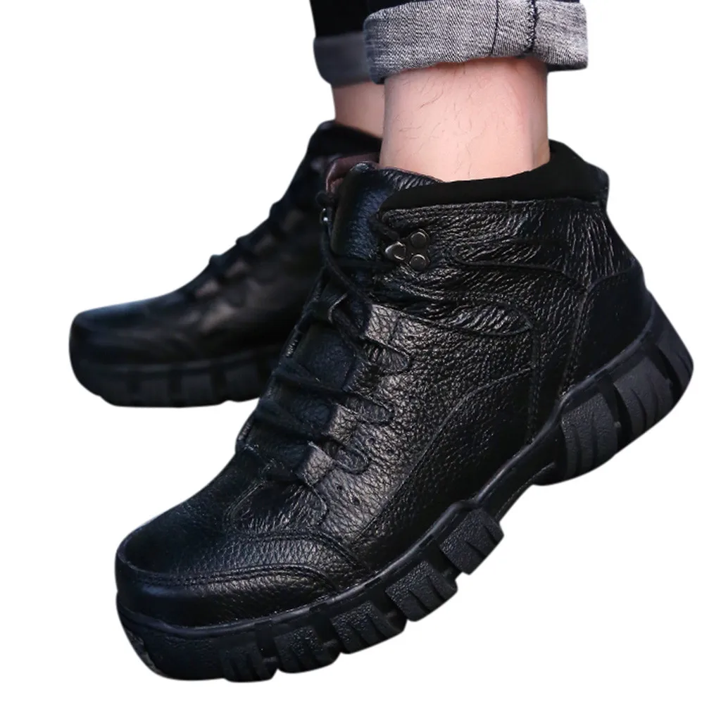 

casual shoes men breathable sneakers high quality mens ankle boots men genuine leather tactical military boots men #es