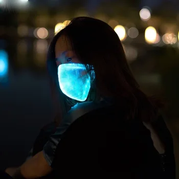 

7 Color Lights LED Light up Motorcycle Half Face Mask Cosplay Luminous Glowing Flash Mask cover Party Decor USB Rechargeable