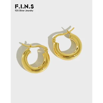 

F.I.N.S Classic Real 925 Silver Earrings INS Simple Geometry Circle Sterling Silver Earrings 925 Hoop Small Prevent Allergy