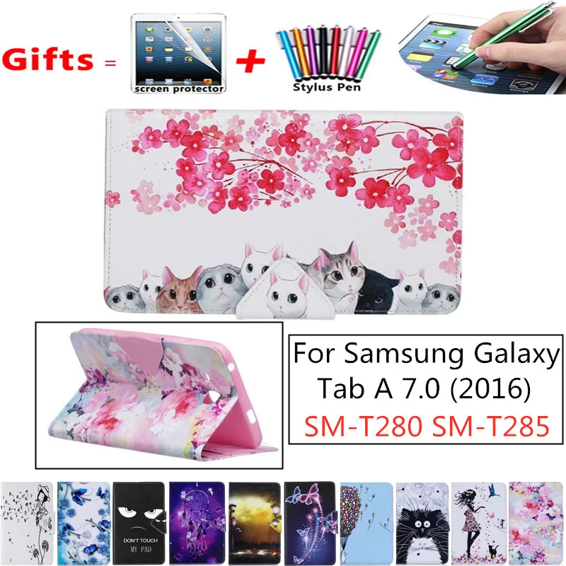 Tab a6 7,0 чехол для Samsung Galaxy Tab A 7,0 T280 T285 SM-T280 чехол Крышка для планшета с рисунками кошки и бабочки флип-кожа оболочки