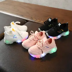 Детская обувь для девочек и мальчиков Обувь с дышащей сеткой со светодиодной подсветкой; женская обувь с подсветкой обувь для детей
