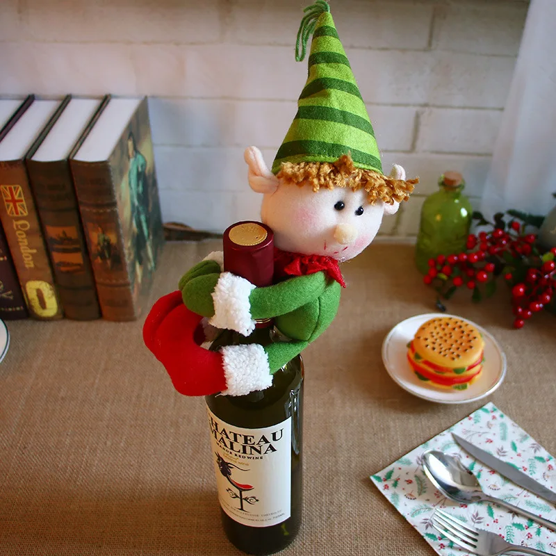 Новогодняя Рождественская бутылка вина пылезащитный чехол снеговик эльф Рождественское украшение для дома натальный декор для обеденного стола Noel подарок - Цвет: Christmas elf