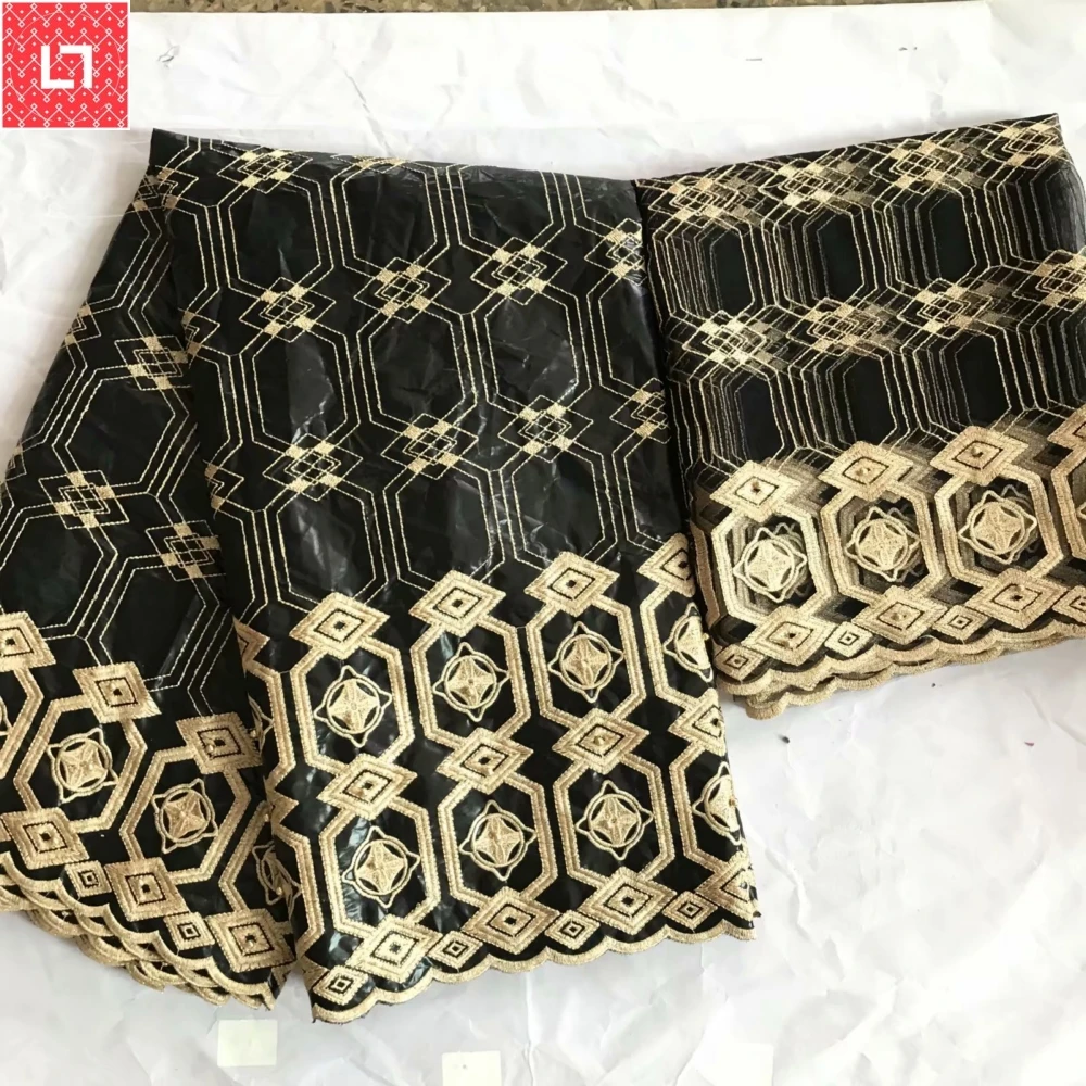 Синий африканский Базен riche getzner ткань tissu хлопок вышитый Базен riche с тюлем кружевной набор африканская восковая кружевная ткань