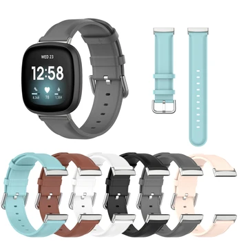 

For fitbit versa 3/Sense smart watch band round tail leather strap Bracelet waterproof wristband Sports alternative accessories