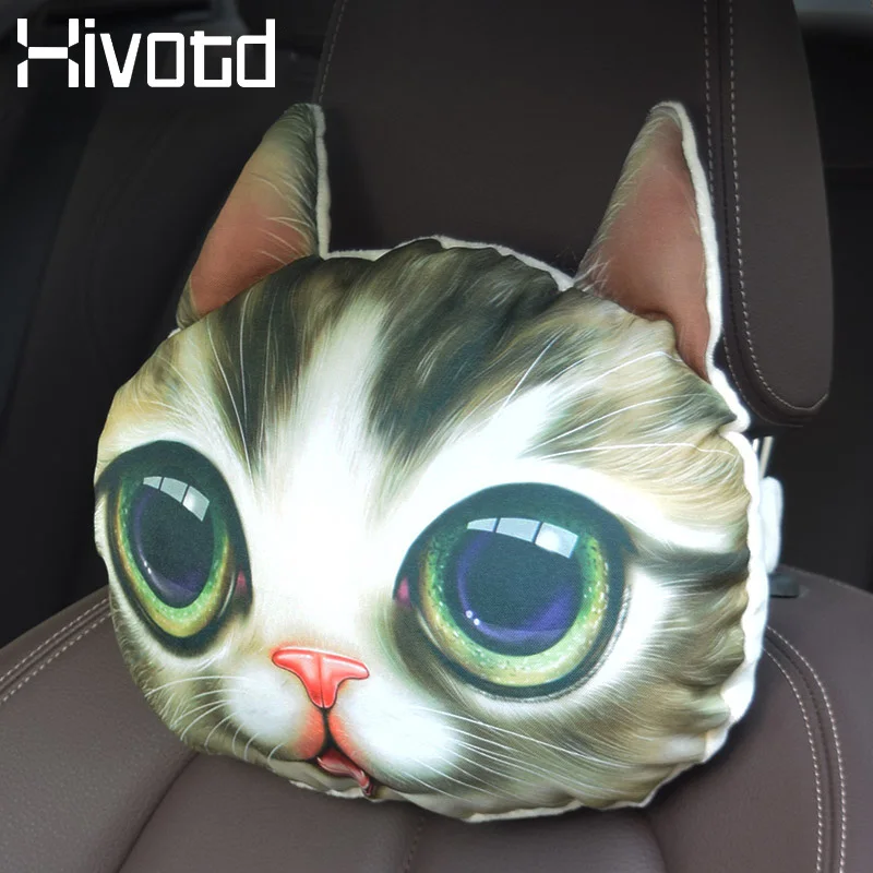 Hivotd Автомобильное Сиденье Подголовник поддержка шеи Подушка креативный 3D кошка собака лицо Безопасность Чехол Подушка для автомобиля подушка аксессуары для авто,подушка для путешествий, подушка для шеи - Цвет: style 4