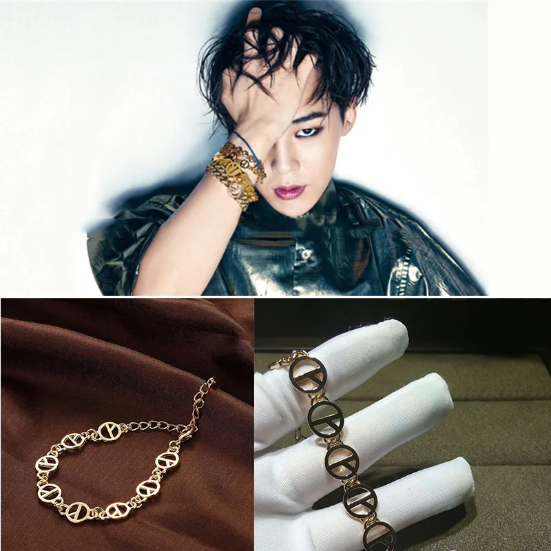 Металлические браслеты KPOP G-Dragon золотые женские ювелирные изделия Kwon Ji Yong Peaceminusone