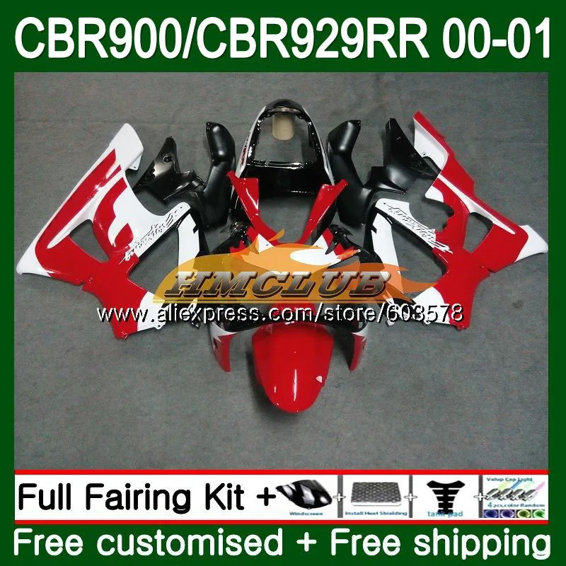 Корпус для HONDA CBR900 RR CBR 929 RR CBR 929 RR 2000 2001 77CL. 0 CBR 900 RR CBR 900 RR CBR 929 RR CBR 929RR 00 01 обтекатель фабрики "красный - Цвет: No. 1