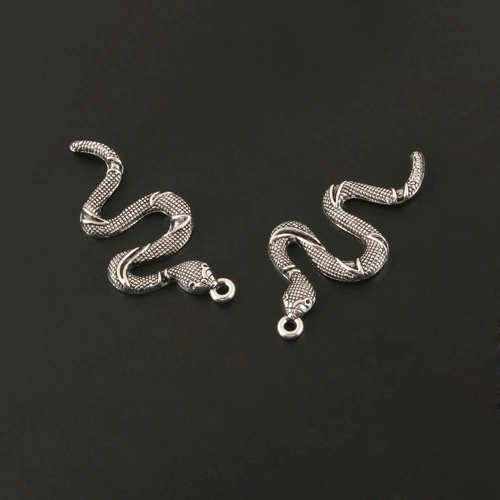

5Pcs Charms Skull Animal Snake Halloween Silver Color Pendant For DIY Handmade Jewelry Making Accessorie