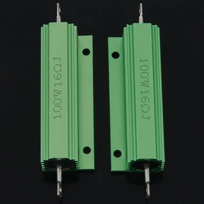 2Pcs 100W 16 Ohm 5% Aluminum Shell Wire Wound Resistors Green