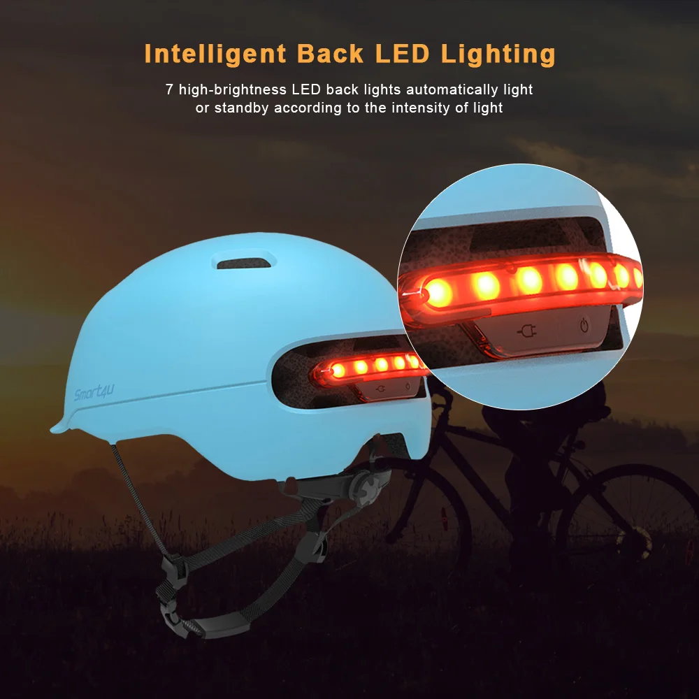 Casque Velo Intelligent Homme Femme Enfant Lumiere LED Arriere