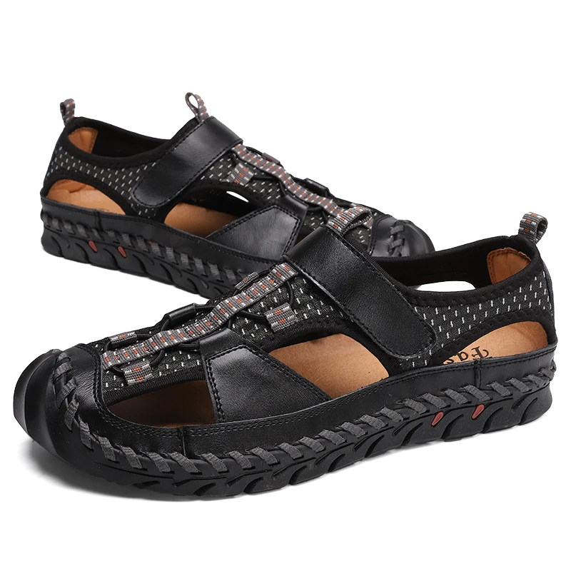 Brand Men's Sandals Summer Men's Sandals Leather Breathable Men Original Sandals Luxury Designer Moccasins Summer Men's Slippers