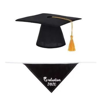 

2 Pcs Set Pet Graduation Cap Dog Decoration Photography Party Cosplay Hat Tessel D08F
