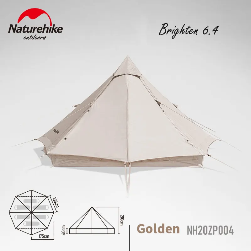 Туристическая палатка-пирамида Naturehike на 3-4 человек утолщенная хлопковая палатка