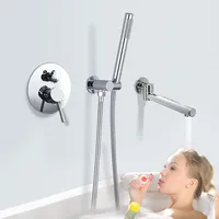 ก๊อกน้ำอ่างอาบน้ำสีทองขัดเงา ก๊อกผสมอ่างอาบน้ำในห้องน้ำ ก๊อกน้ำอาบน้ำทองเหลืองติดผนัง ชุดก๊อกน้ำอาบน้ำสีดำติดผนัง 5