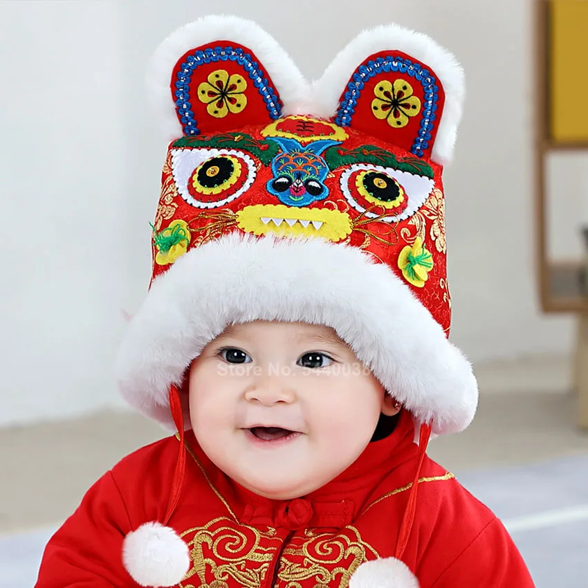 Шапка ручной работы для новорожденных, традиционные китайские костюмы, аксессуары, кепка с тигром, одежда на год, день рождения, зимние шапки для маленьких мальчиков и девочек