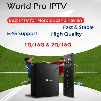 

Scandinavian IPTV Box TX3Mini 2G/16G Android 7.1 Smart TV Box with Amlogic S905W for Nordic Sweden Norway Denmark IPTV code