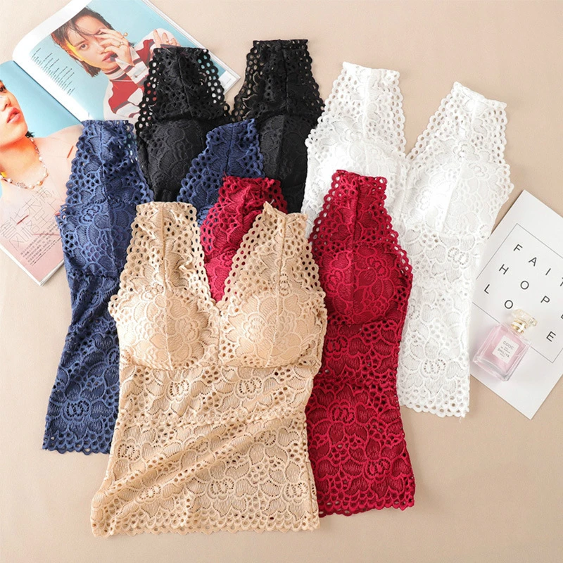 Camisole женское нижнее белье сексуальный кружевной топ бюстгальтер без косточек