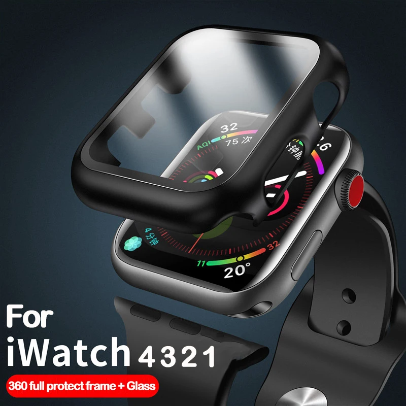Закаленное стекло 360 для Apple Watch 44 мм 42 38 40 серия 4 3 2 1 полное покрытие изогнутая