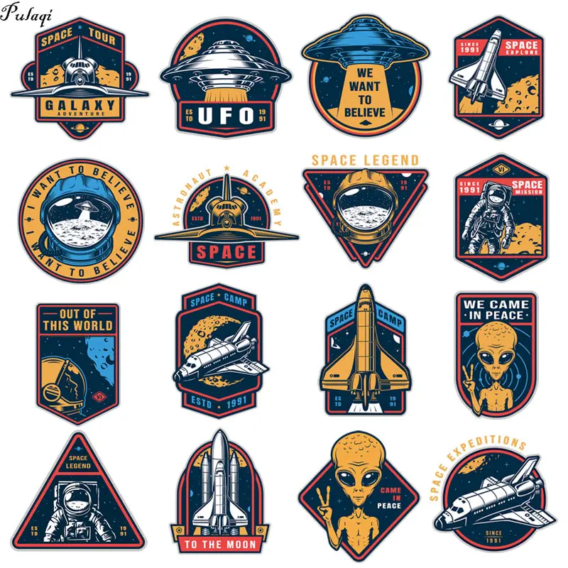 Space Aline Patch Iron On Transfers For Clothing Spacecraft UFO Thermo Stickers On Clothes For Kids Stickers Heat Transfer DIY