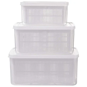 

Refrigerator Organizer Bins - Food Storage Containers - Fruit Storage Containers - Strainers and Colanders Set(3 Pack)